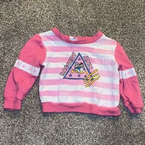 1980s vintage Raggedy Ann and Andy Pink Striped Kids Sweater